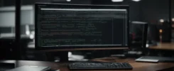 a computer screen displaying code with a clear, organized structure, situated in a well-lit work environment.